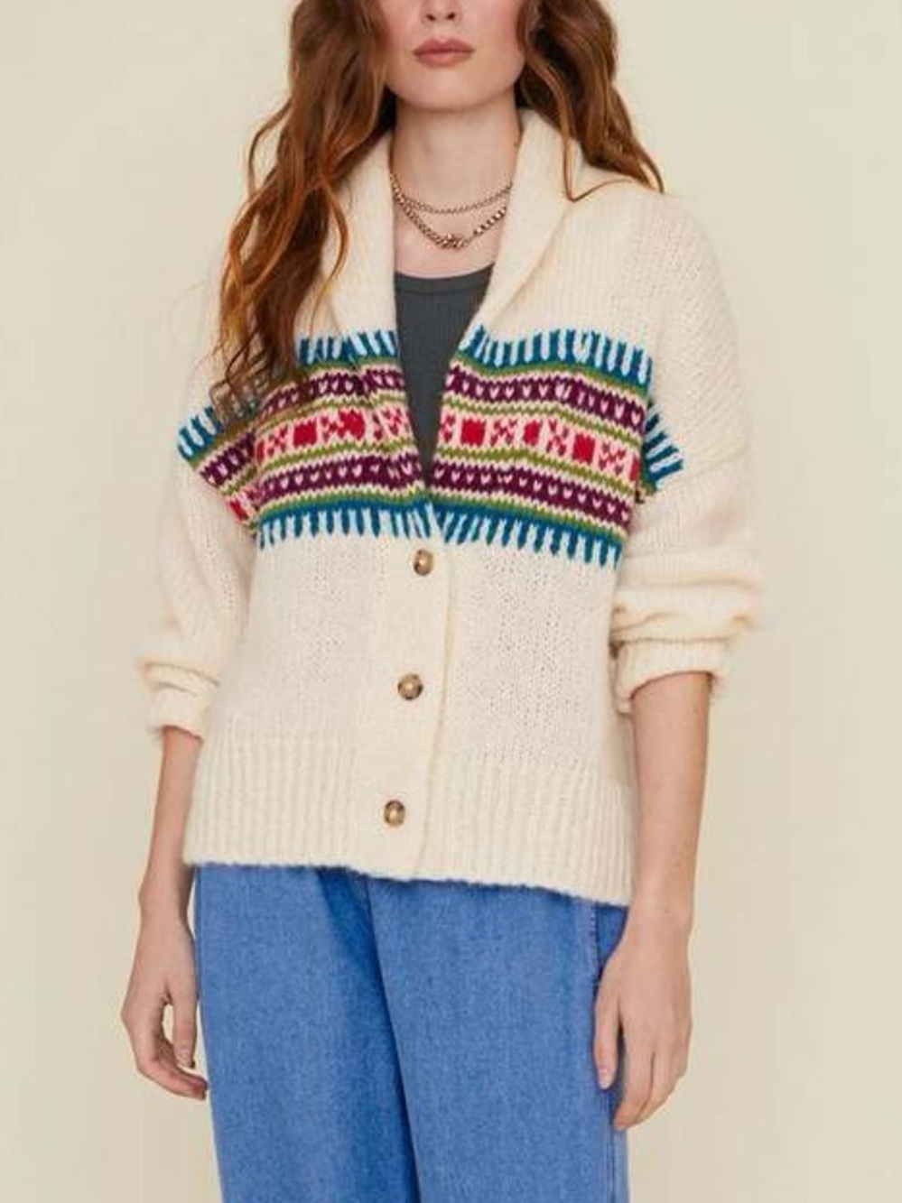 Xirena Waylon Ivory Sweater Front Button | S